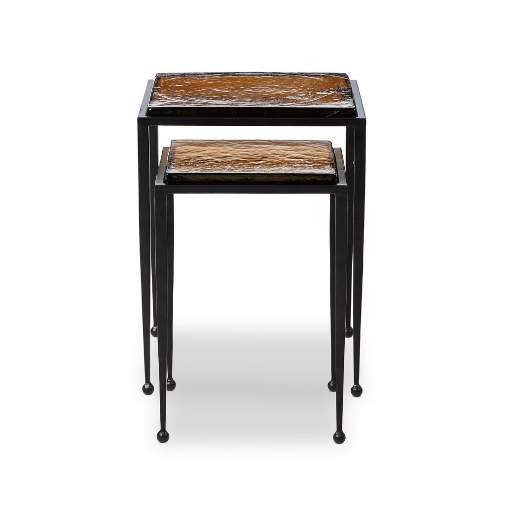 Dalston Nesting End Table Set - Amber Cast Glass Finish