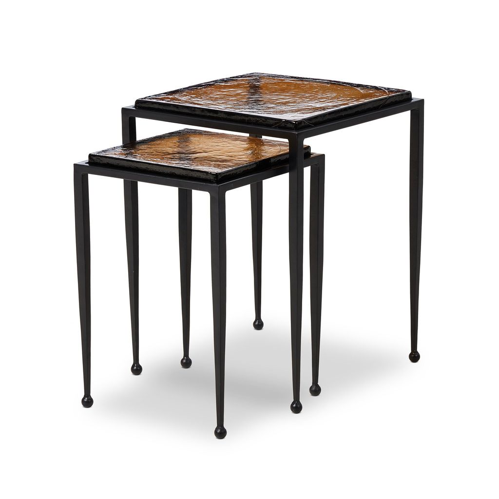 Dalston Nesting End Table Set - Amber Cast Glass Finish