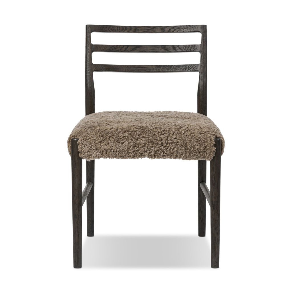 Glenmore Dining Chair - Light Carbon Finish - Taupe Shearling Cover