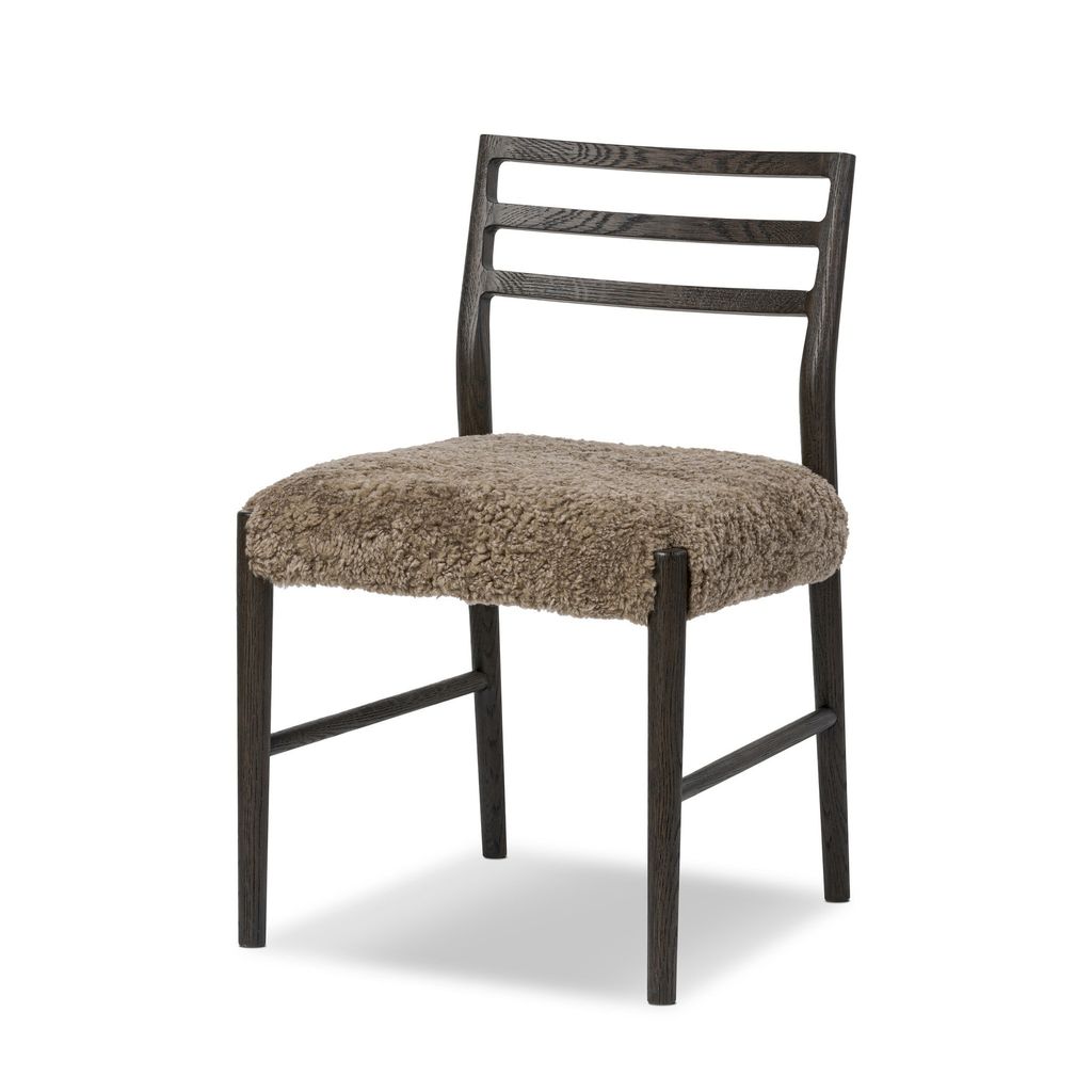 Glenmore Dining Chair - Light Carbon Finish - Taupe Shearling Cover