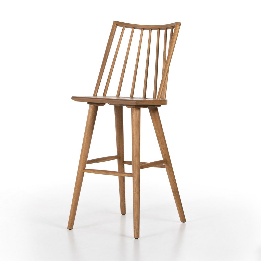 Lewis Windsor Bar + Counter Stool - Sandy Oak Finish - Bar Size - None Cushion