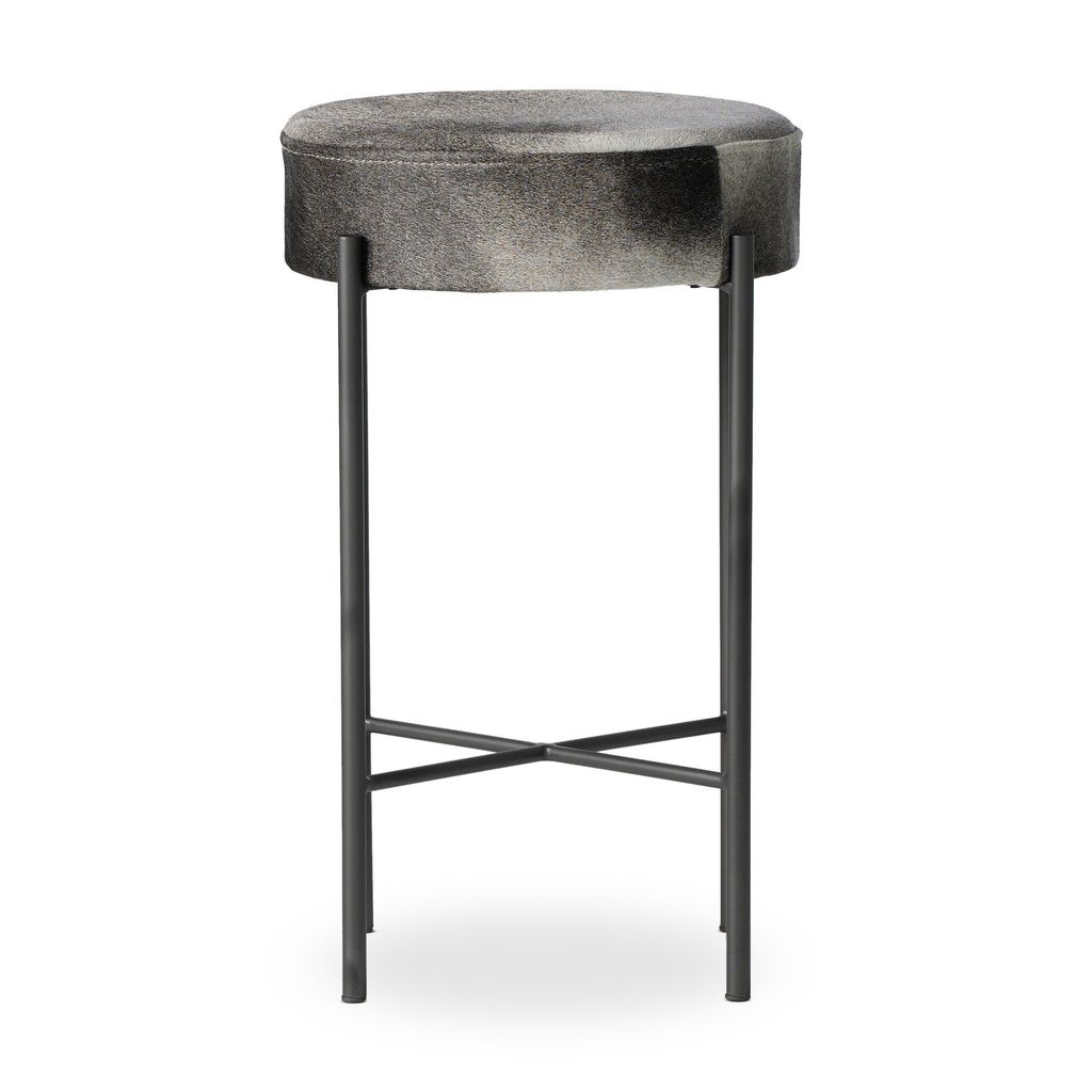 Preview image for Modern Counter Stool, Black & White Speckled Hide Cover