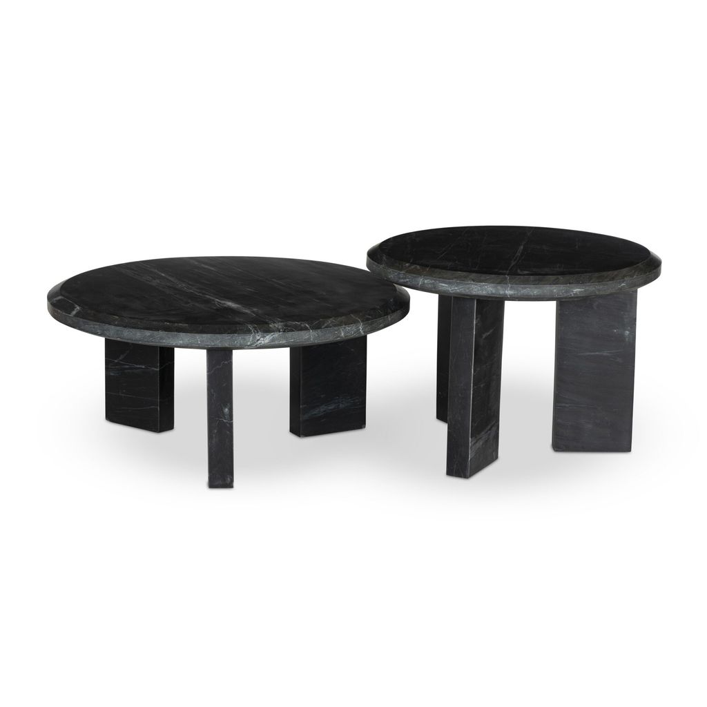 Dakota Nesting Coffee Table Set - Black Marble Finish