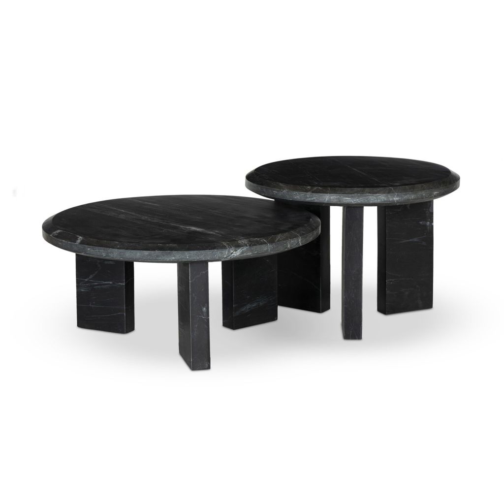 Dakota Nesting Coffee Table Set - Black Marble Finish