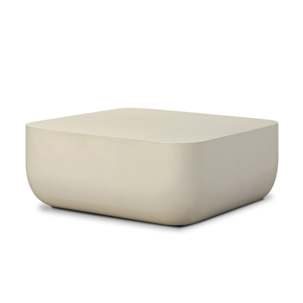 Square Coffee Table - 29.5" - White Concrete