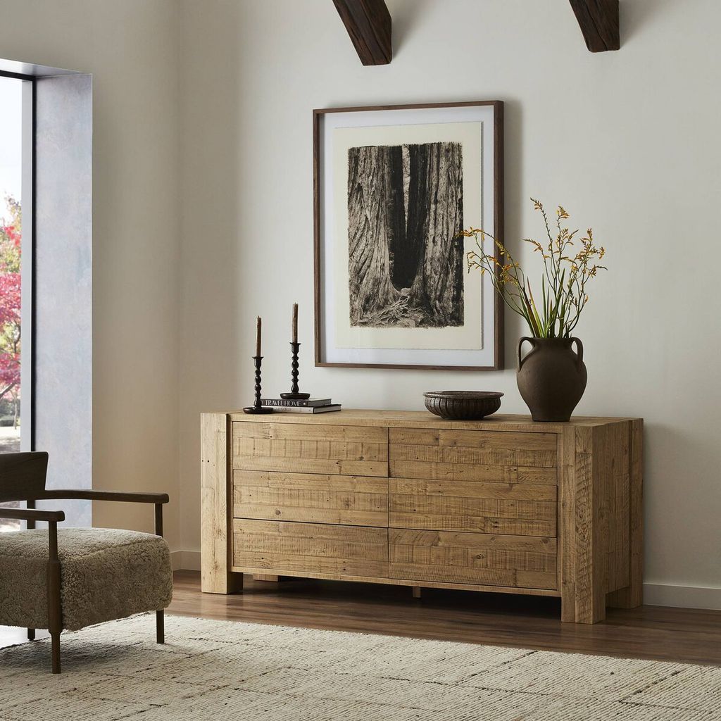 Perot 6 Drawer Dresser, Light Blonde Pine