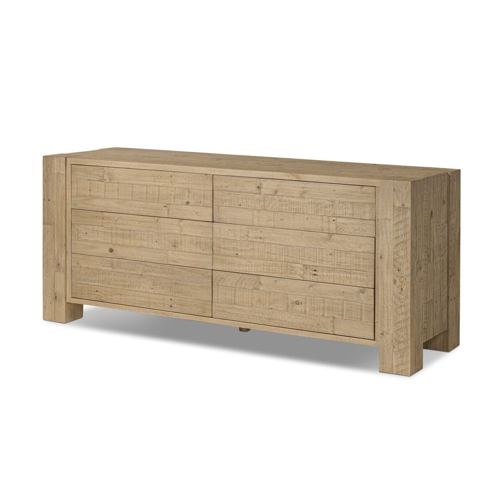 Perot 6 Drawer Dresser, Light Blonde Pine