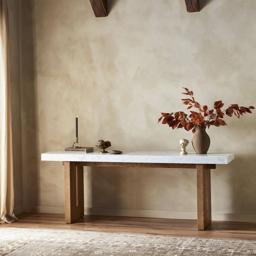 Olympia Console Table, White Carrara Marble