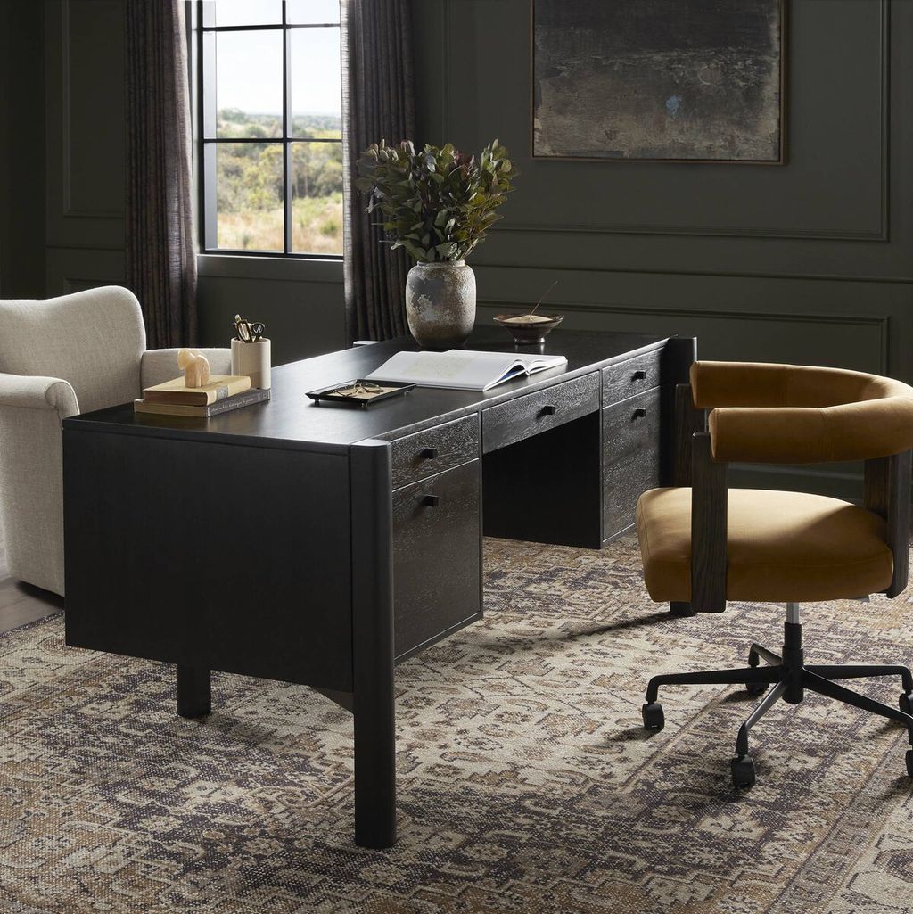 Reza Desk, Worn Black Parawood