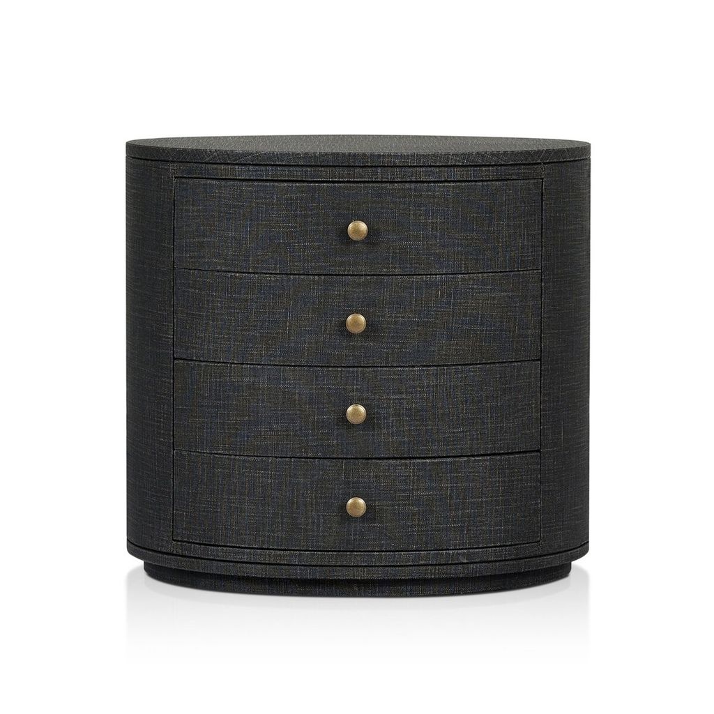 Amelia Oval Nightstand, Black Linen