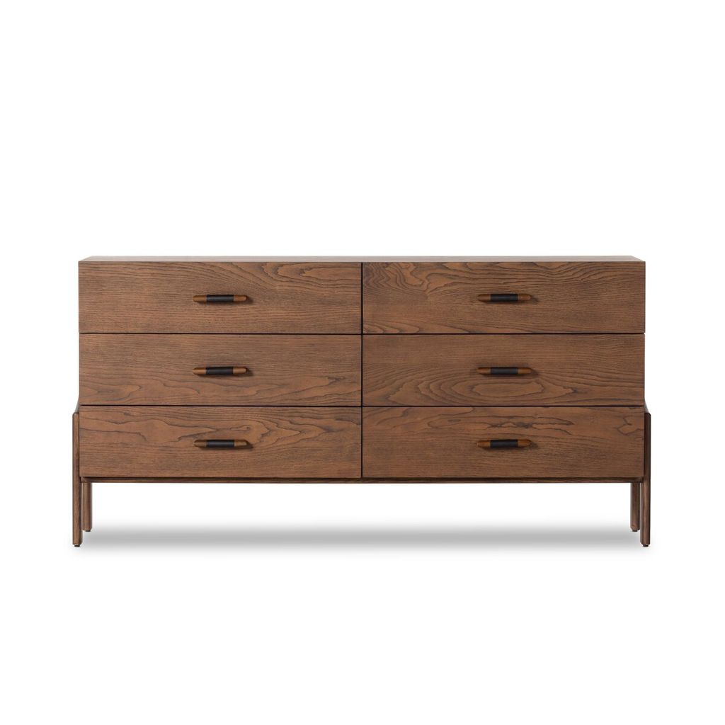 Halston 6 Drawer Dresser, Terra Brown Ash Veneer