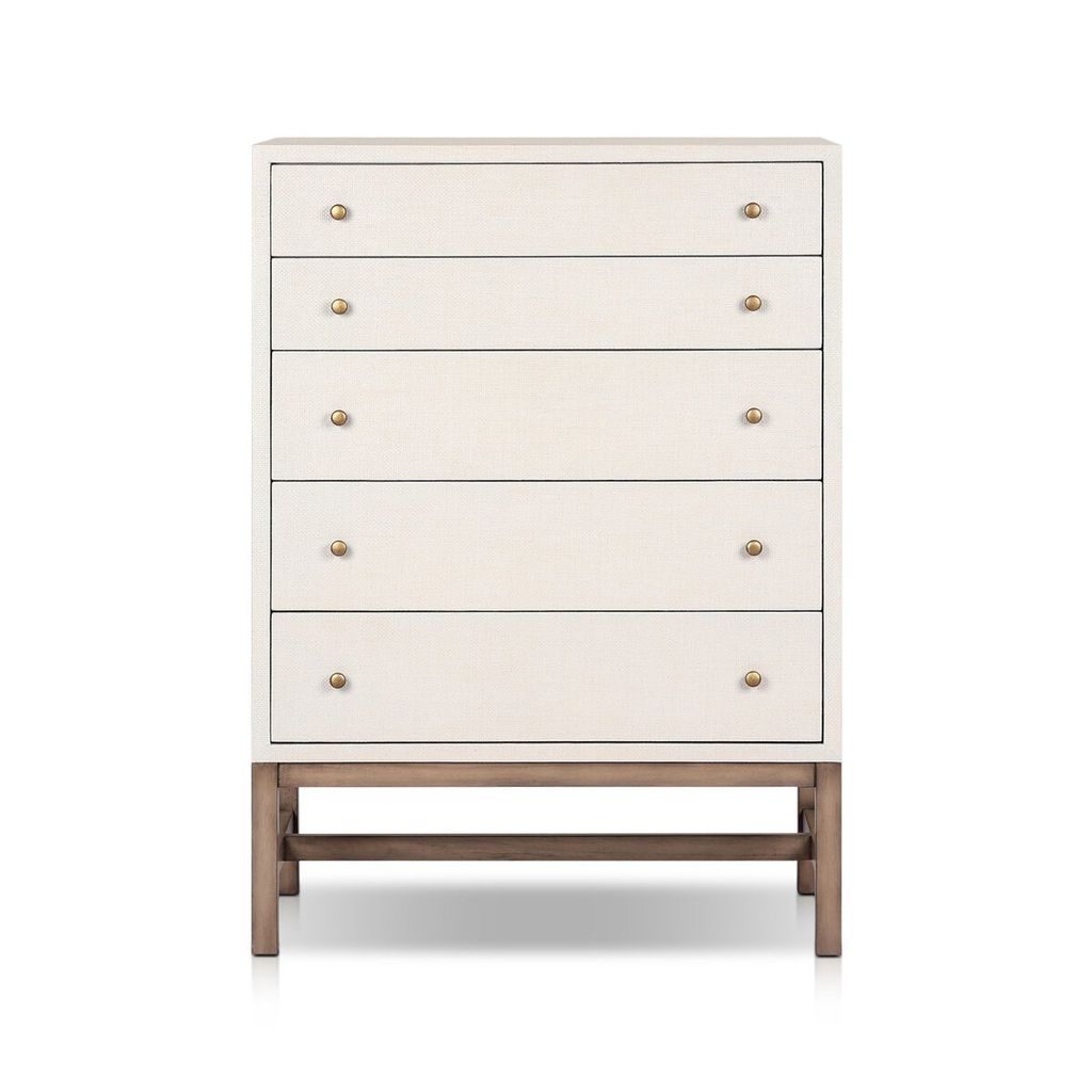 Fiona Tall Dresser, Ivory Painted Raffia