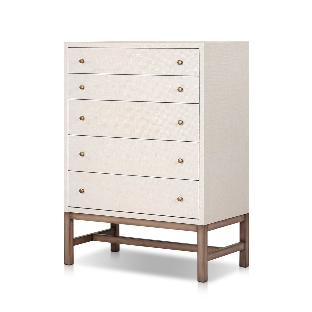 Fiona Tall Dresser, Ivory Painted Raffia