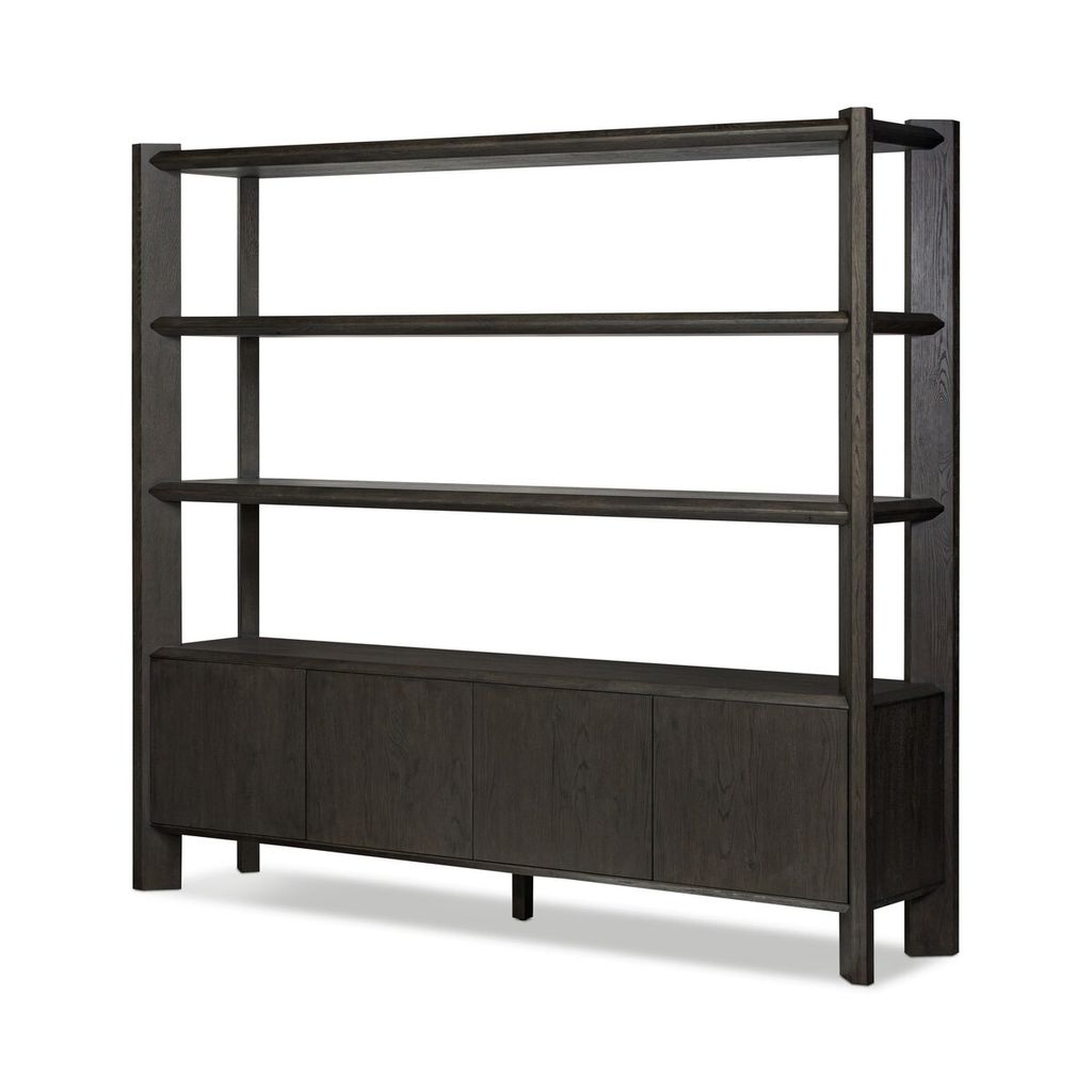Orwin Wide Bookshelf, Smoked Black Oak