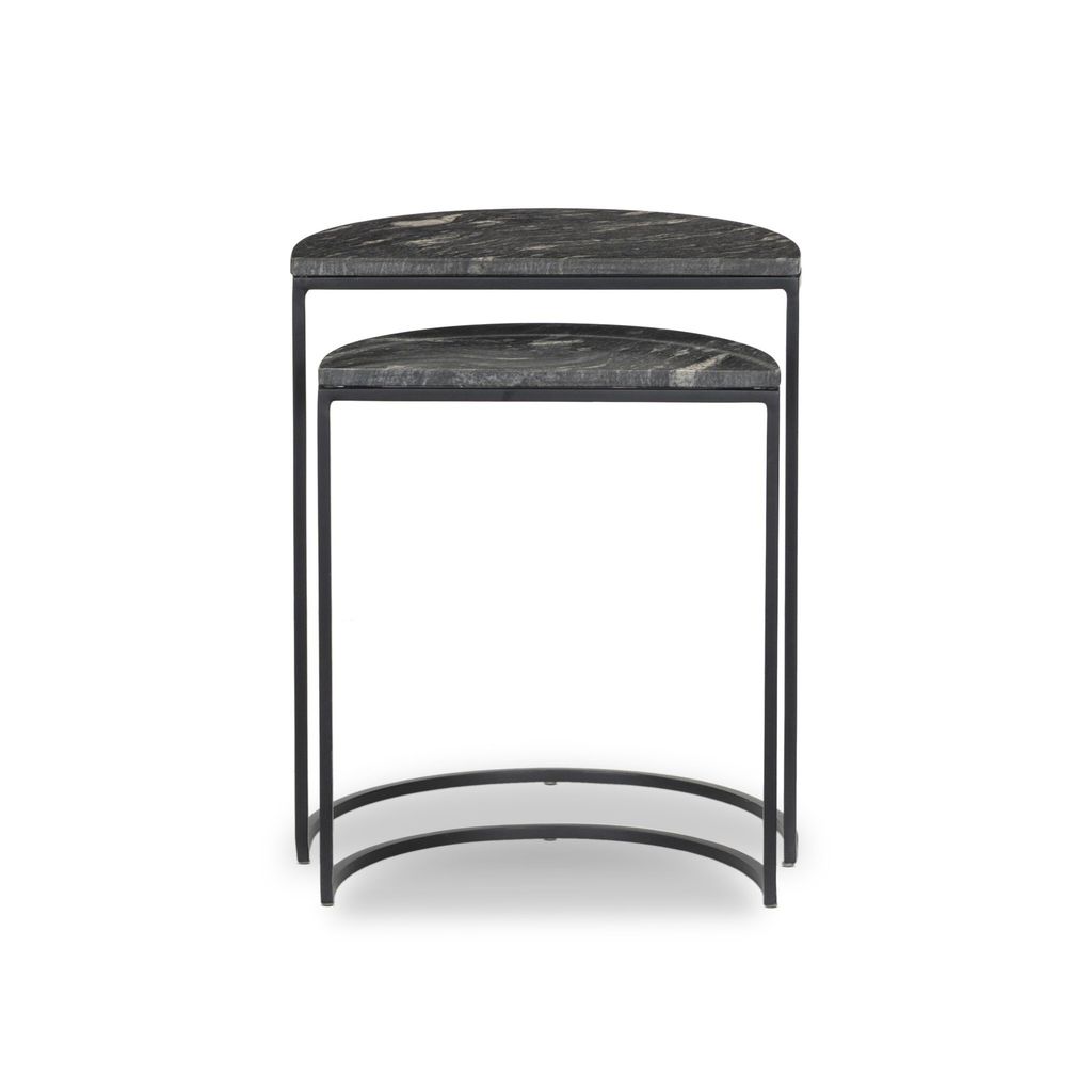 Polished Black Marble Nesting Tables