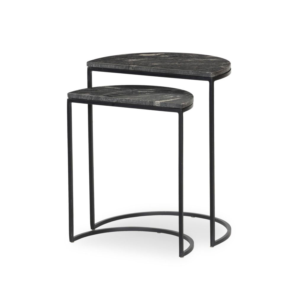 Polished Black Marble Nesting Tables