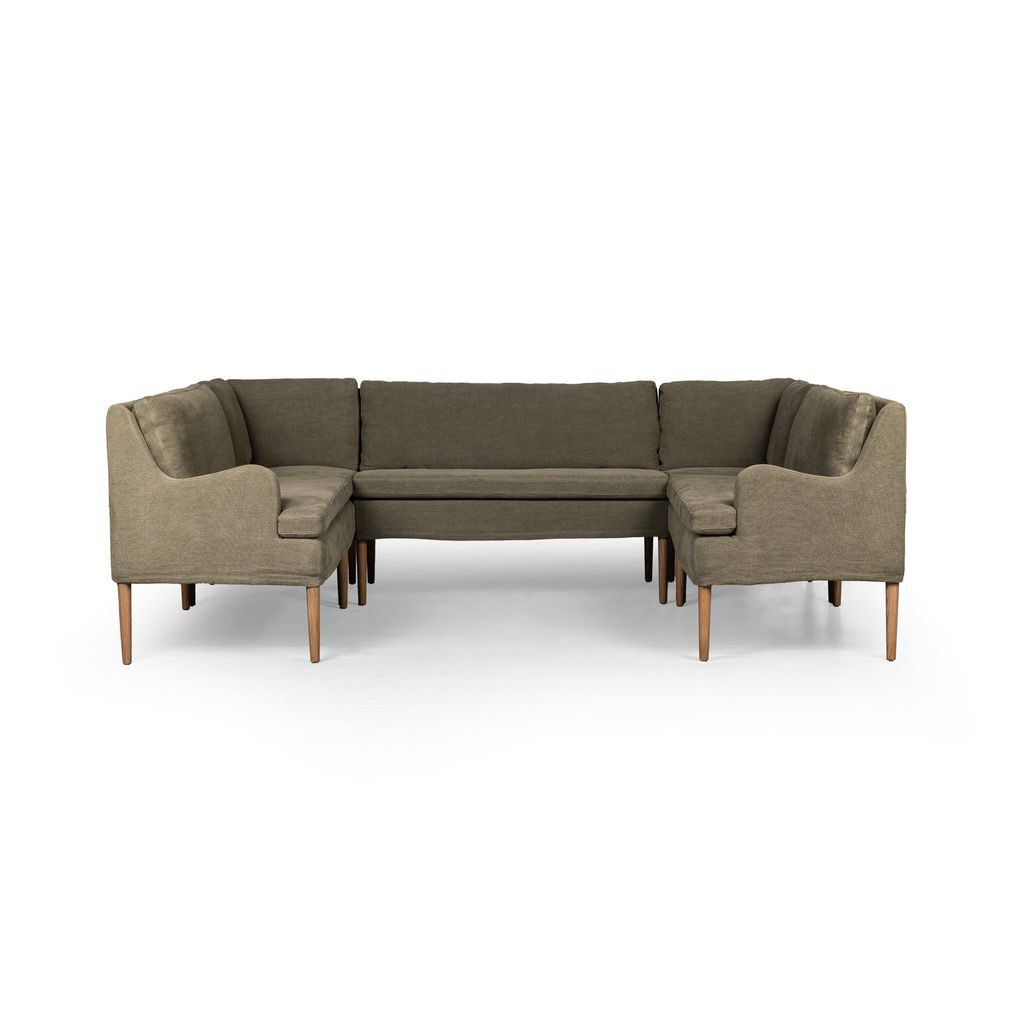 Aurelia Dining Banquette U Shape - 103" Size - Broadway Olive Cover