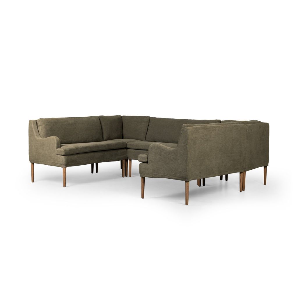 Aurelia Dining Banquette U Shape - 103" Size - Broadway Olive Cover