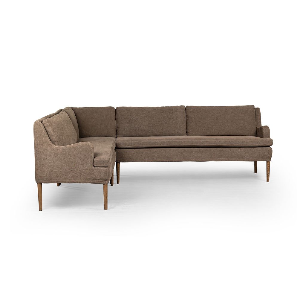 Aurelia Dining Banquette L-Shape - 99" Size - Left Arm Facing Configuration - Broadway Coffee Cover
