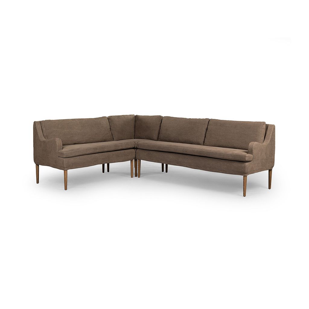 Aurelia Dining Banquette L-Shape - 99" Size - Left Arm Facing Configuration - Broadway Coffee Cover