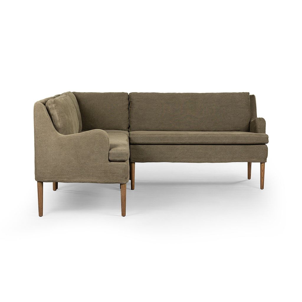 Aurelia Dining Banquette L-Shape - 76" Size - L-Shape Configuration - Broadway Olive Cover