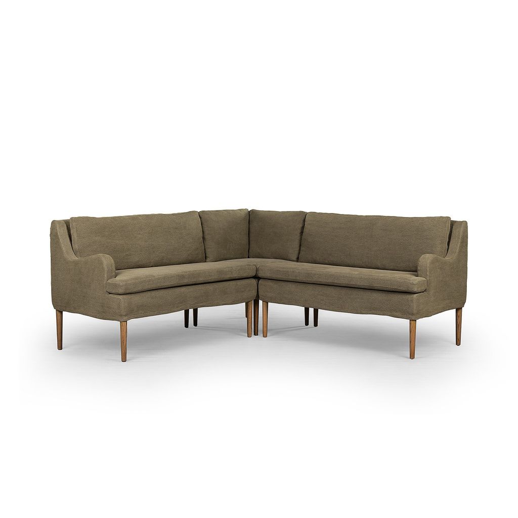 Aurelia Dining Banquette L-Shape - 76" Size - L-Shape Configuration - Broadway Olive Cover