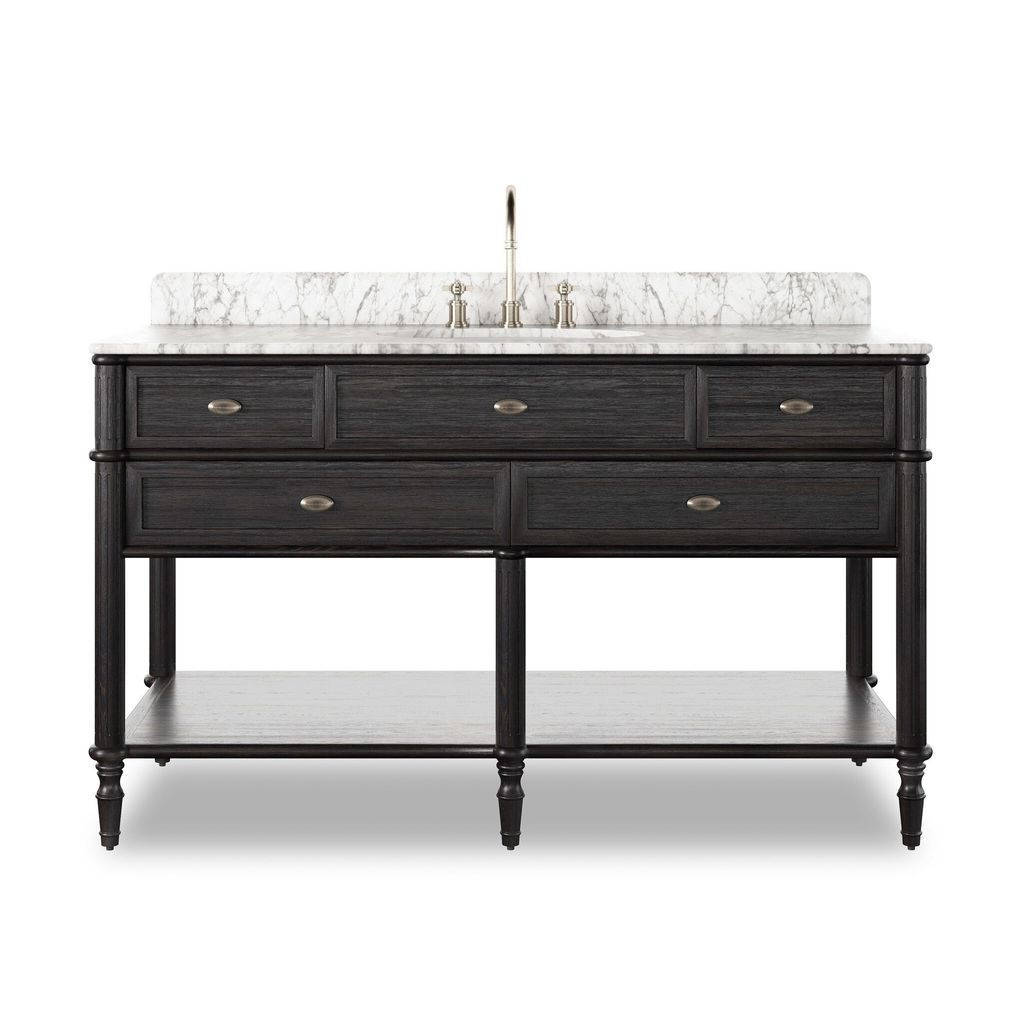 Toulouse Single Wide Vanity - Satin Black Veneer Finish