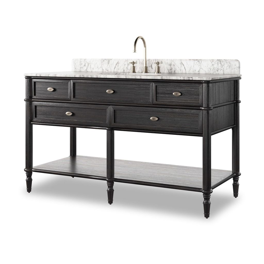 Toulouse Single Wide Vanity - Satin Black Veneer Finish