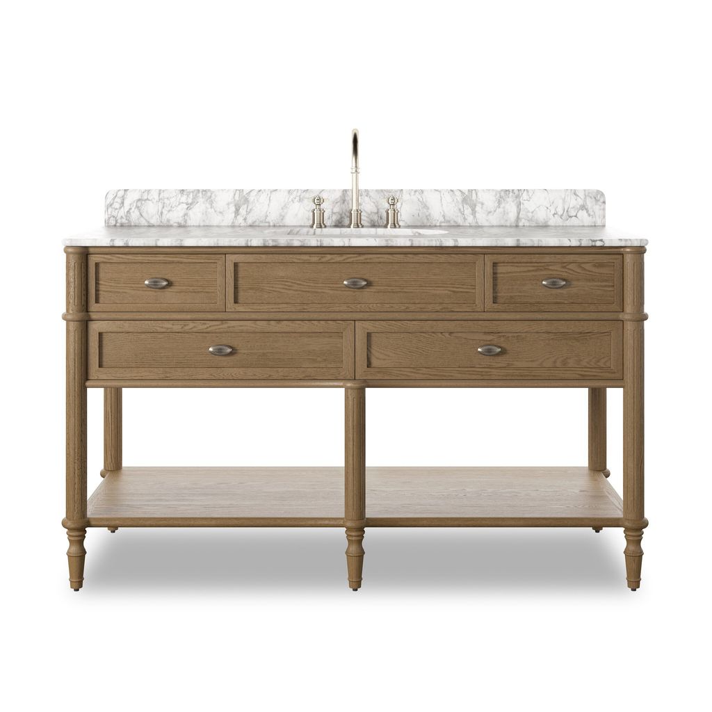 Toulouse Single Wide Vanity - Washed Blonde Oak Veneer Finish