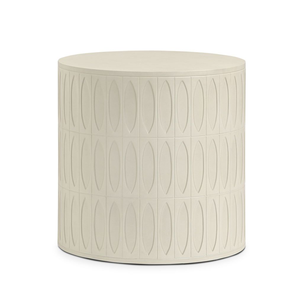 Outdoor End Table, White Concrete Finish