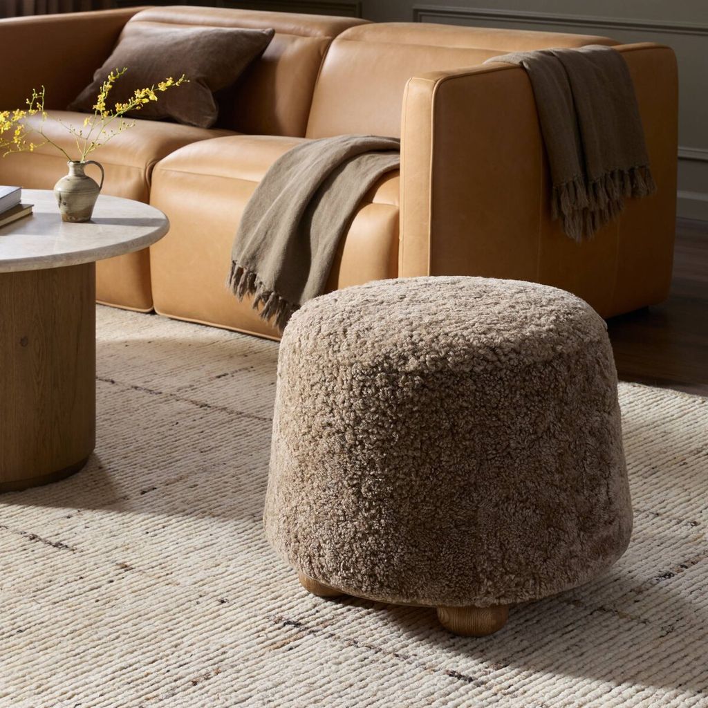 Bilbury Ottoman, Taupe Shearling