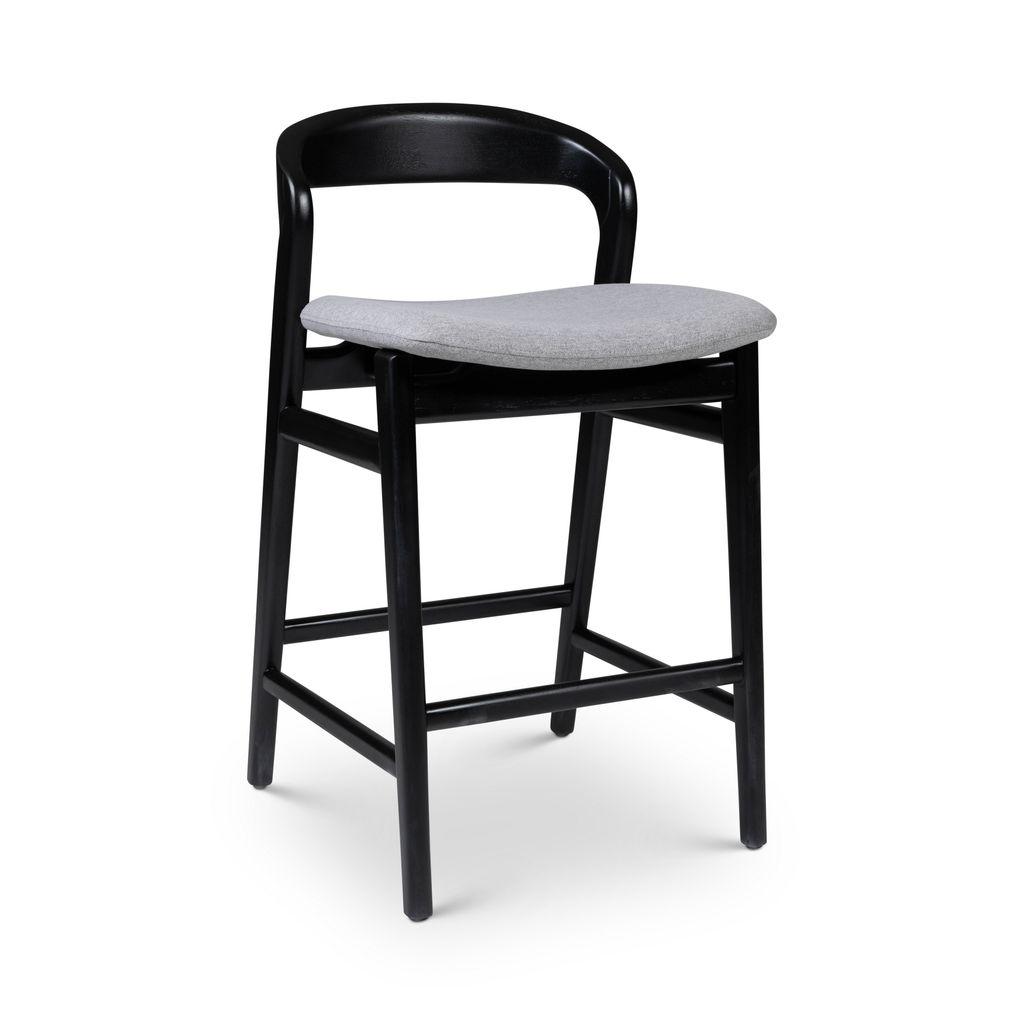 Modern Brazilian Velma Counter Stool, Essence Grey Seat And Ebano Frame