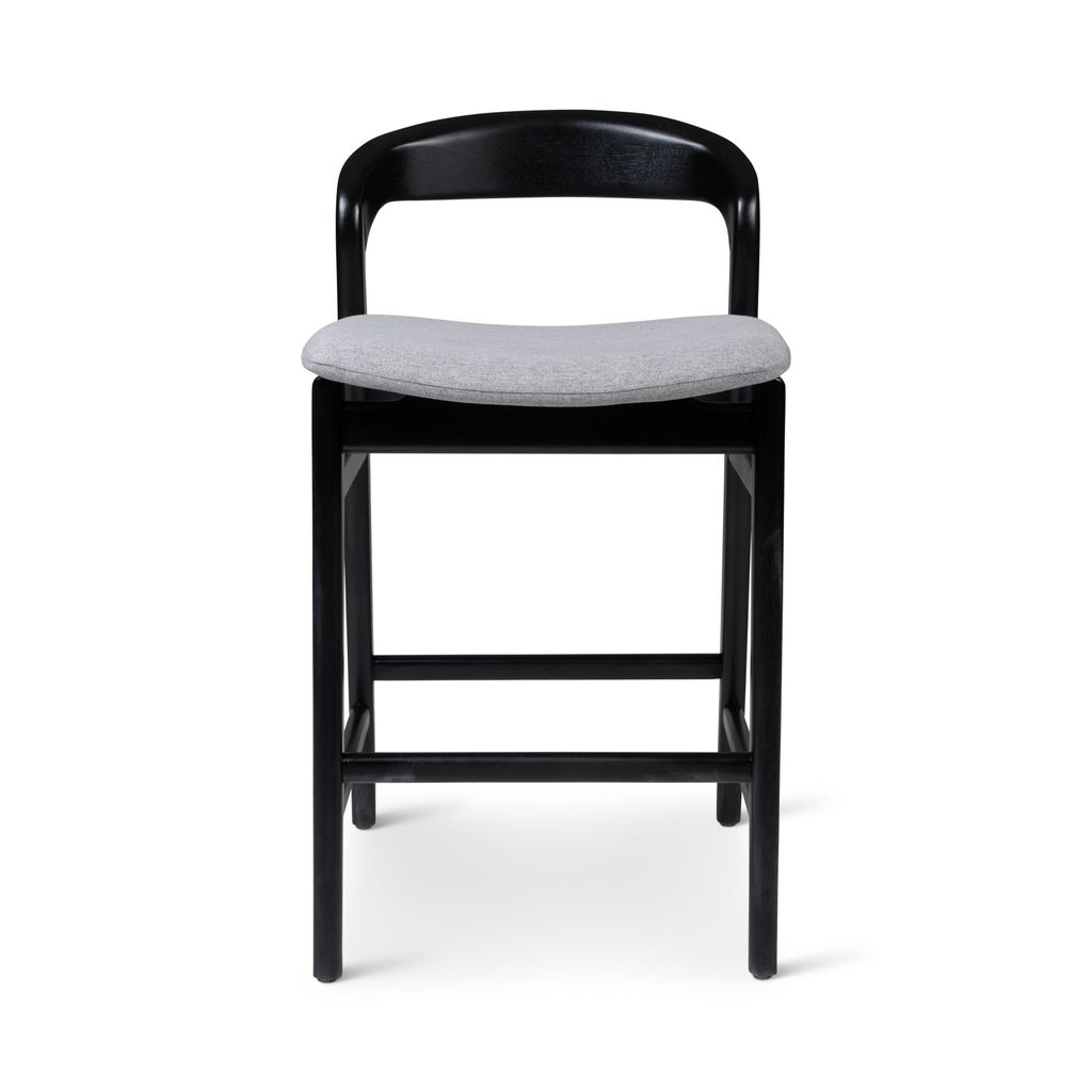 Modern Brazilian Velma Counter Stool, Essence Grey Seat And Ebano Frame