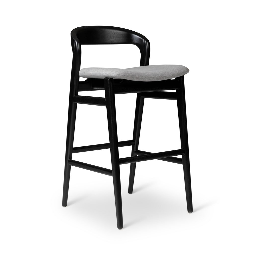 Preview image for Modern Brazilian Velma Bar Stool, Essence Grey Seat And Ebano Frame