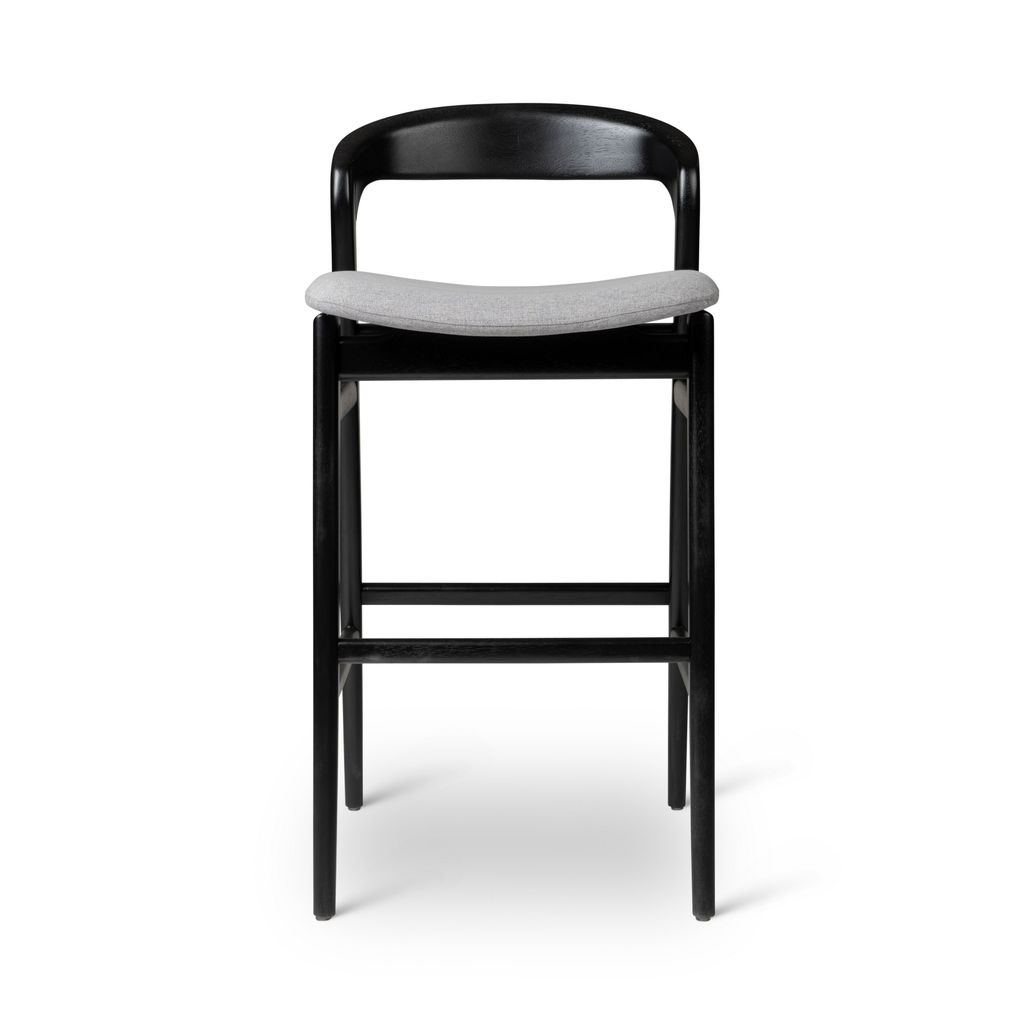 Modern Brazilian Velma Bar Stool, Essence Grey Seat And Ebano Frame