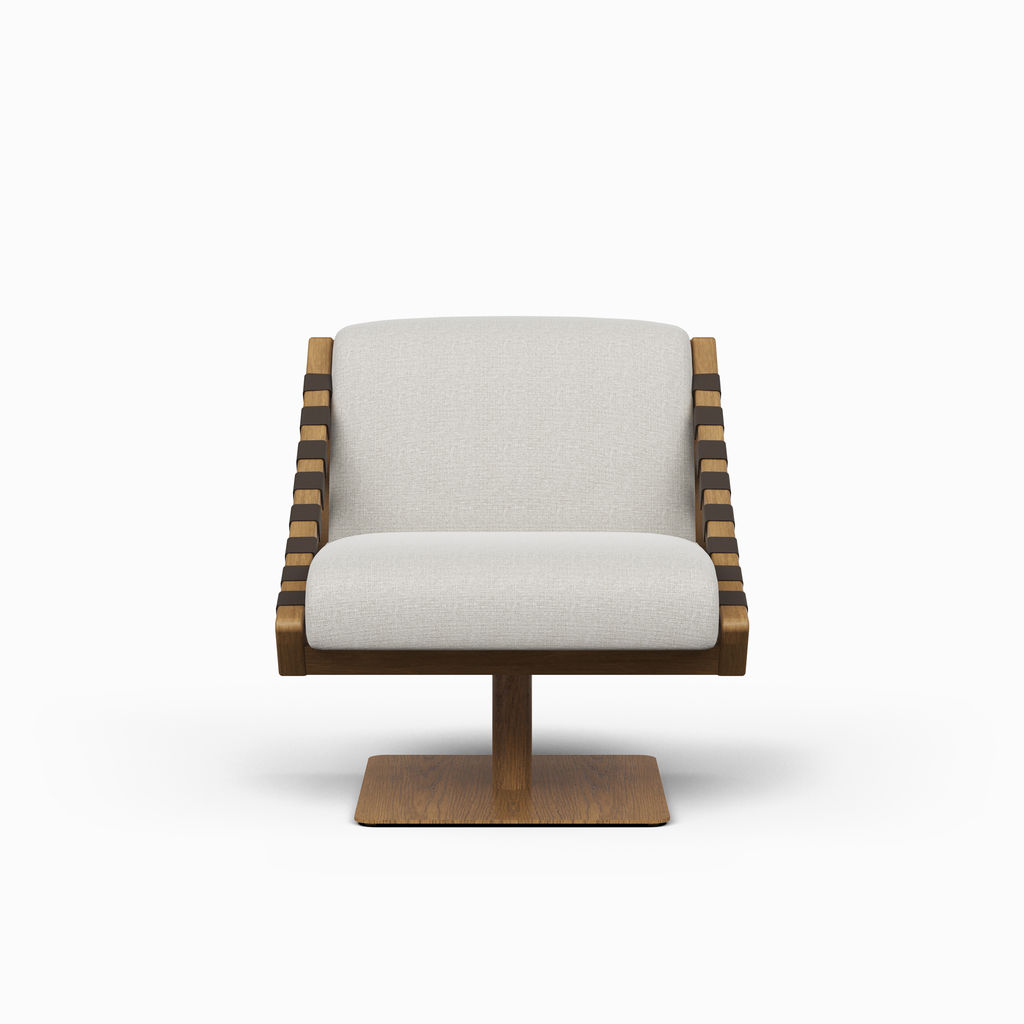 Preview image for Girona Swivel Chair, Nozes Frame, Harvest Natural Seat And Dark Brown Leather Straps