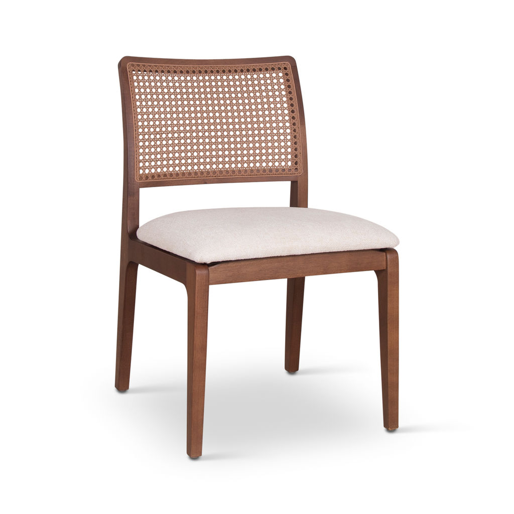 Larissa Side Chair Set Of 2, Harvest Natural Upholstery And Nogal Frame