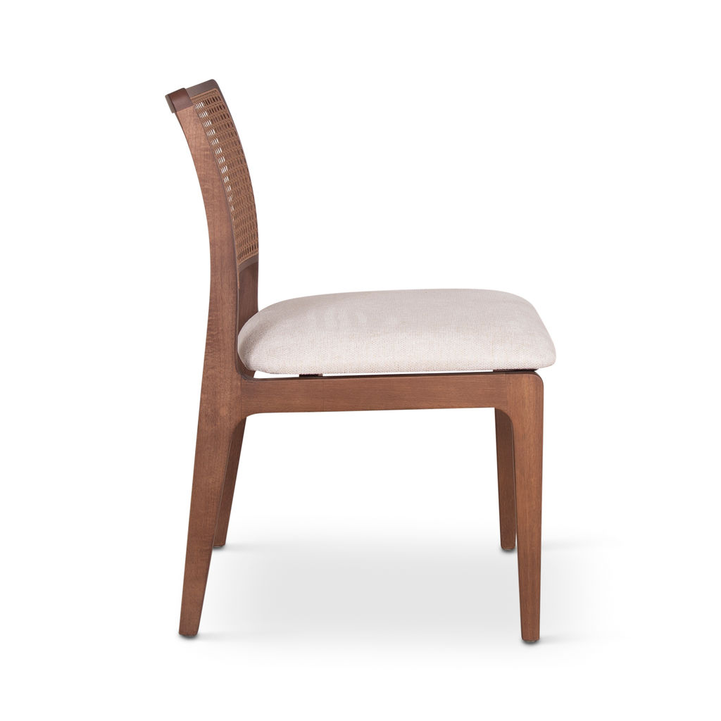 Larissa Side Chair Set Of 2, Harvest Natural Upholstery And Nogal Frame