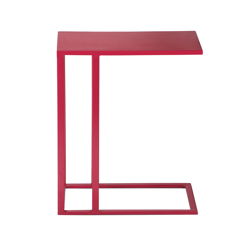 Tanu C Table Enamel Top End Table, Plum