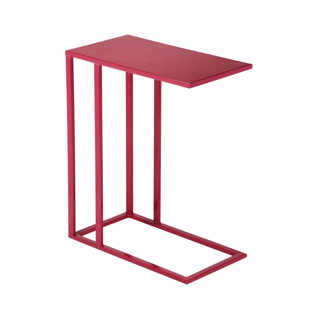 Tanu C Table Enamel Top End Table, Plum