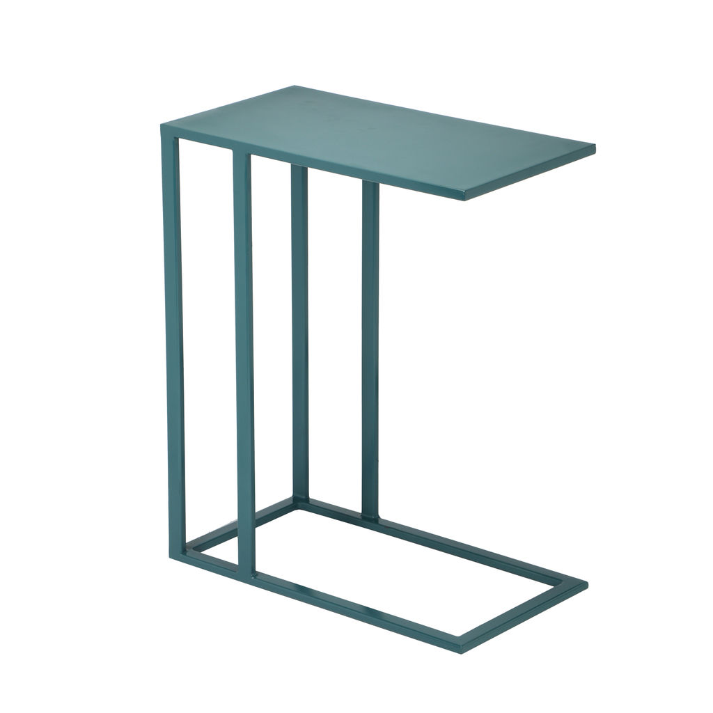 Tanu C Table Enamel Top End Table, Teal