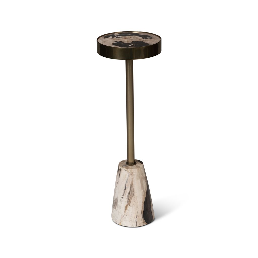Relique - Jael Drink Table - Brass  Frame - Natural Dark  Top