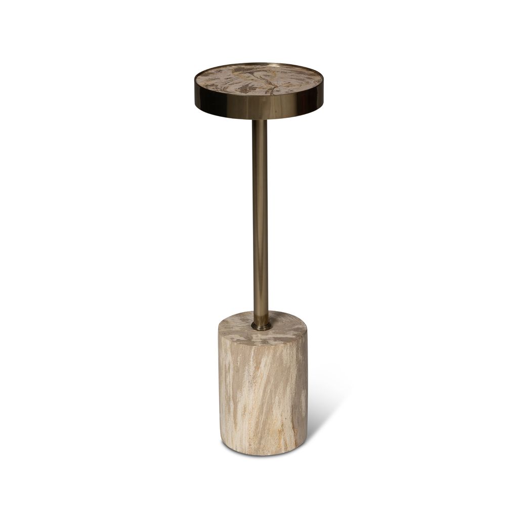 Relique - Tabitha Drink Table - Brass  Frame - Natural Light Top