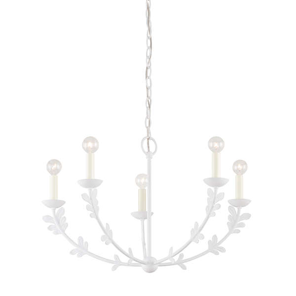 Leaves Chandelier 5 Lamps, Gesso White