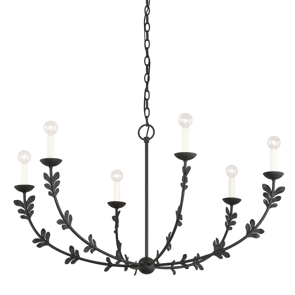 Florian Chandelier 6 Lamps, Black Iron