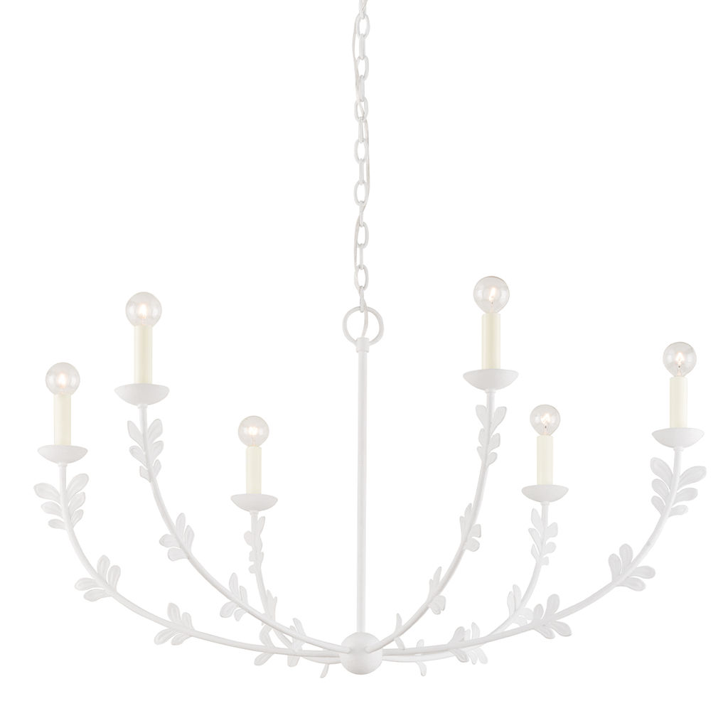 Preview image for Leaves Chandelier 6 Lamps, Gesso White