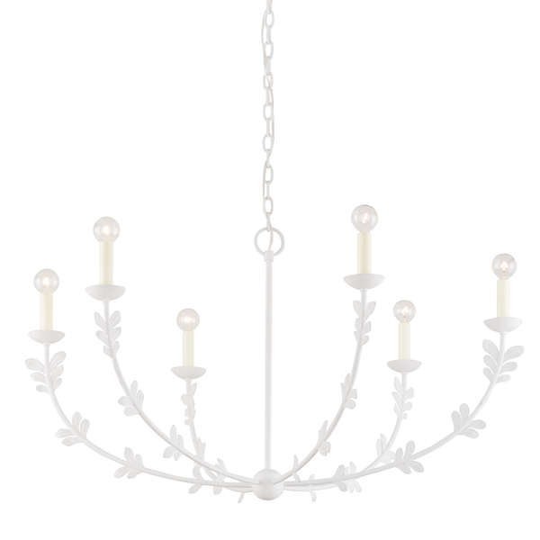 Leaves Chandelier 6 Lamps, Gesso White