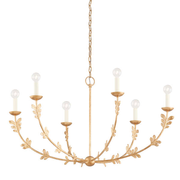 Leaves Chandelier 6 Lamps, Vintage Gold Leaf