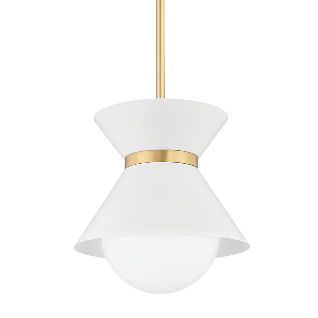 Scout 1 Light Pendant 20", Soft White/Patina Brass