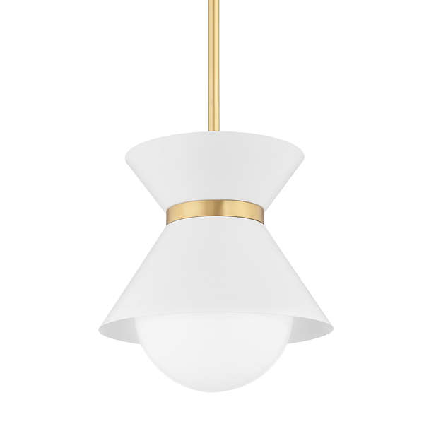 Scout 1 Light Pendant 20", Soft White/Patina Brass